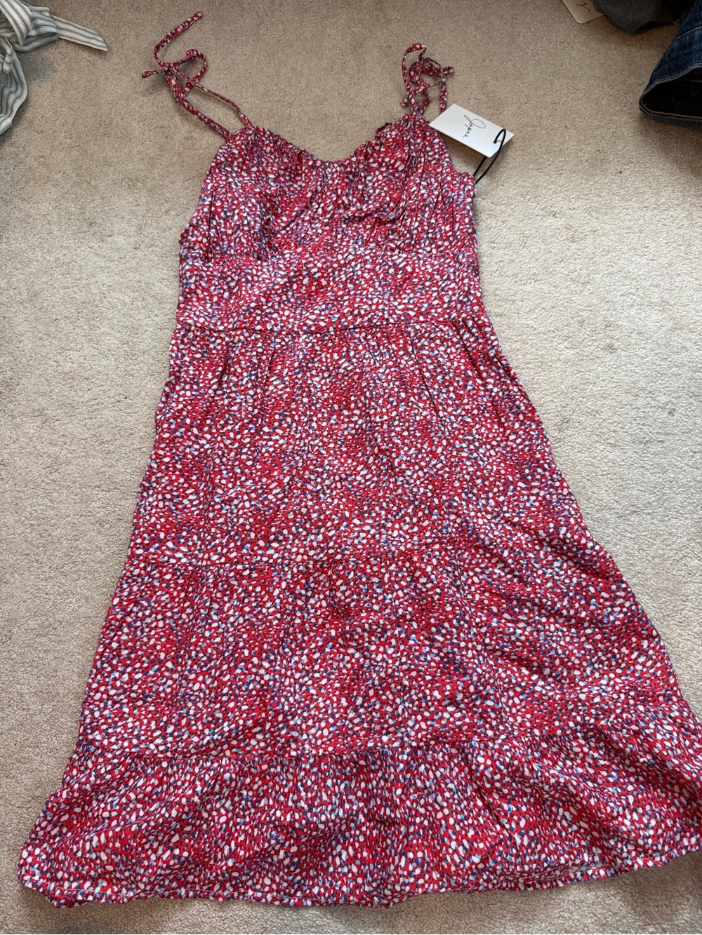 Japna Red Floral Tie-Shoulder Mini Dress